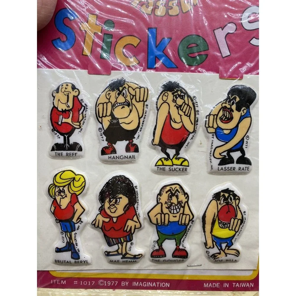 THUM WRASSLIN WRESTLING WRESTLERS 1977 THREE DIMENSIONAL SOFT PUFFY STICKERS